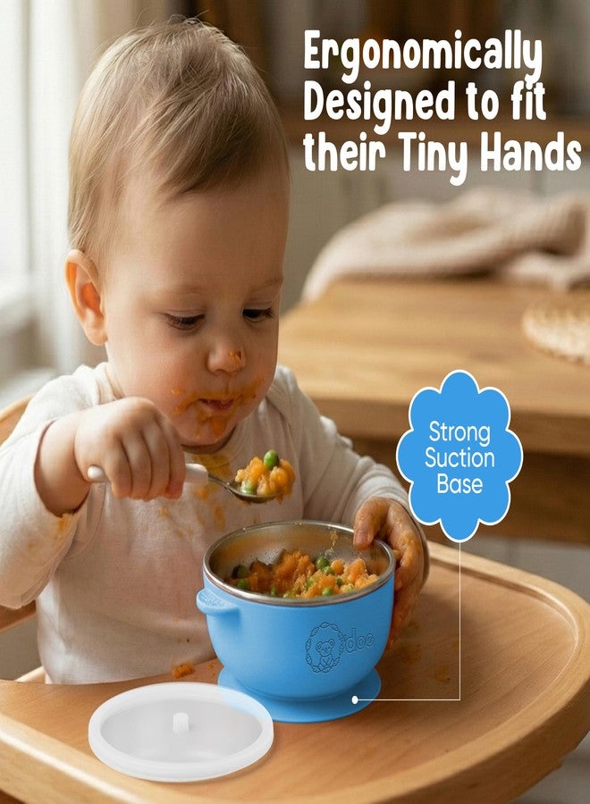 o'doe Baby Bowls with Lids – Stainless Steel Baby Feeding Bowls with Suction | Non-Slip Toddler Bowls for Self Feeding | BPA-Free Kids Bowls for Babys Food & Snacks | Stainless Steel Bowls Kids - Image 5